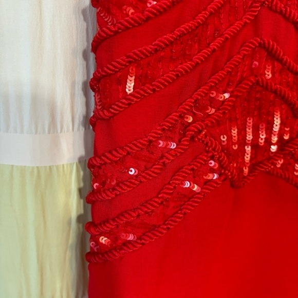 Red Beaded Cocktail Dress Y2K Sleeveless Sz Small - Picture 5 of 9